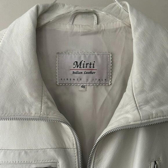 VINTAGE WHITE LEATHER ZIP UP MOTO JACKET - Picture 6 of 7